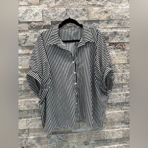 Joress Black and White Striped Casual Office Night Out  Women’s Shirt Size XL